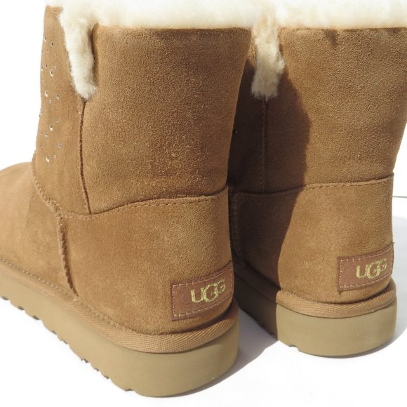 UGG Australia NEW Boots Classic Ugg Gem Mini Women's 10 CHE Chestnut NIB - Picture 8 of 14
